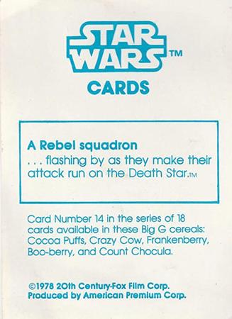 1978 General Mills Star Wars #14 Rebel Squadron Back