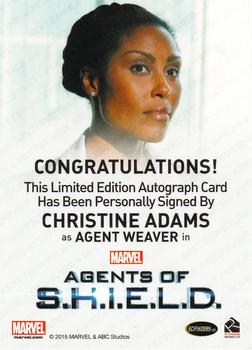 2015 Rittenhouse Marvel: Agents of S.H.I.E.L.D. Season 1 - Autographs - Full Bleed #NNO Christine Adams Back