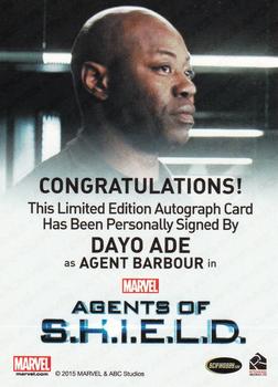 2015 Rittenhouse Marvel: Agents of S.H.I.E.L.D. Season 1 - Autographs - Full Bleed #NNO Dayo Ade Back