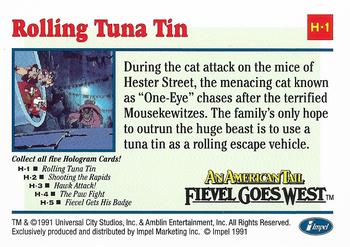 1991 Impel An American Tail: Fievel Goes West - Holograms #H-1 Rolling Tuna Tin Back