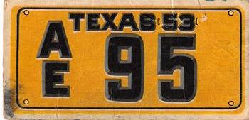 1953 Topps License Plates (R714-13) #29 Texas Front