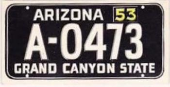 1953 Topps License Plates (R714-13) #3 Arizona Front
