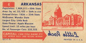 1953 Topps License Plates (R714-13) #4 Arkansas Back