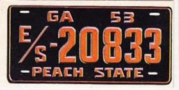 1953 Topps License Plates (R714-13) #10 Georgia Front