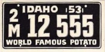 1953 Topps License Plates (R714-13) #11 Idaho Front