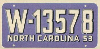 1953 Topps License Plates (R714-13) #27 North Carolina Front