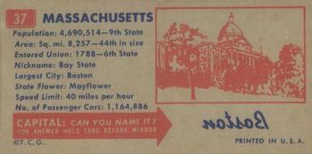 1953 Topps License Plates (R714-13) #37 Massachusetts Back