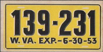 1953 Topps License Plates (R714-13) #68 West Virginia Front