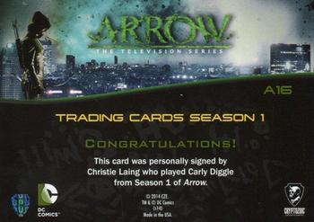 2015 Cryptozoic Arrow: Season 1 - Autographs #A16 Christie Laing Back