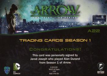 2015 Cryptozoic Arrow: Season 1 - Autographs #A22 Jarod Joseph Back