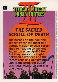 1992 Topps Teenage Mutant Ninja Turtles III #1 The Sacred Scroll of Death Back