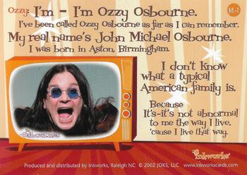 2002 Inkworks The Osbournes - Box Loaders #BL-1 Ozzy Osbourne Back