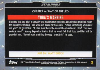 2015 Topps Star Wars Illustrated The Empire Strikes Back #58 Yoda's Warning Back
