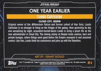 2015 Topps Star Wars Illustrated The Empire Strikes Back - One Year Earlier #OY-8 Lando Calrissian Back