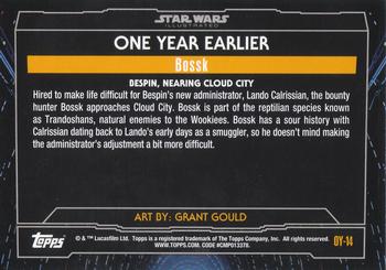 2015 Topps Star Wars Illustrated The Empire Strikes Back - One Year Earlier #OY-14 Bossk Back