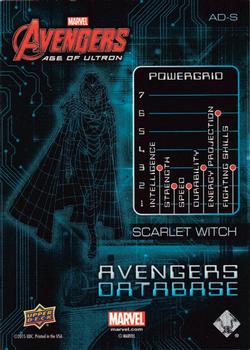 2015 Upper Deck Avengers Age of Ultron - Avengers' Database #AD-S Scarlet Witch Back