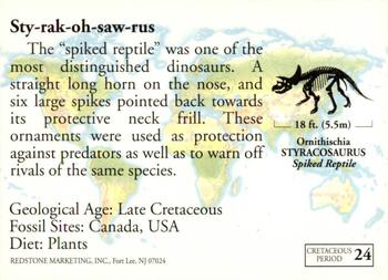 1993 Redstone Dinosaurs Mesozoic Era #24 Styracosaurus Back