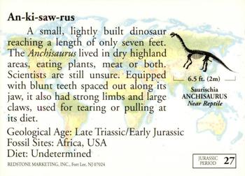 1993 Redstone Dinosaurs Mesozoic Era #27 Anchisaurus Back