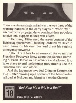 1992 Kitchen Sink WarCry! Propaganda Art of WWII #18 God Help Me if This Is a Dud! Back
