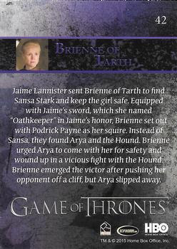 2015 Rittenhouse Game of Thrones Season 4 #42 Brienne of Tarth Back