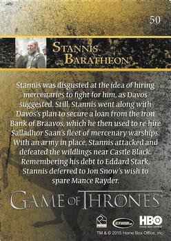 2015 Rittenhouse Game of Thrones Season 4 #50 Stannis Baratheon Back