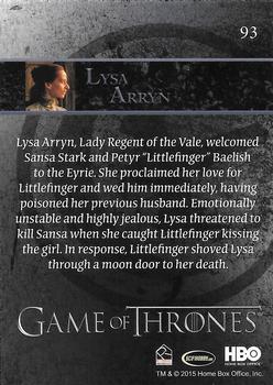 2015 Rittenhouse Game of Thrones Season 4 #93 Lysa Arryn Back