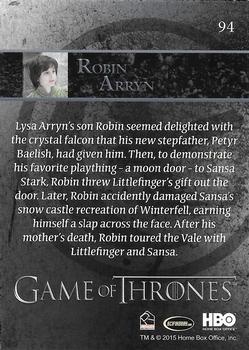2015 Rittenhouse Game of Thrones Season 4 #94 Robin Arryn Back