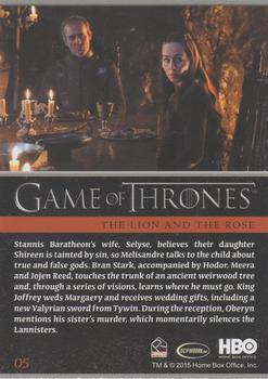 2015 Rittenhouse Game of Thrones Season 4 - Foil #05 The Lion and The Rose Back