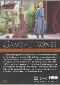 2015 Rittenhouse Game of Thrones Season 4 - Foil #06 The Lion and The Rose Back