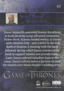 2015 Rittenhouse Game of Thrones Season 4 - Foil #43 Ser Davos Seaworth Back