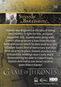2015 Rittenhouse Game of Thrones Season 4 - Foil #50 Stannis Baratheon Back