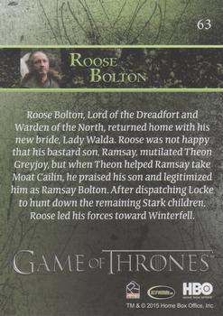 2015 Rittenhouse Game of Thrones Season 4 - Foil #63 Roose Bolton Back