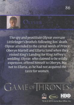 2015 Rittenhouse Game of Thrones Season 4 - Foil #86 Olyver Back