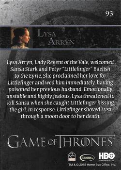 2015 Rittenhouse Game of Thrones Season 4 - Foil #93 Lysa Arryn Back