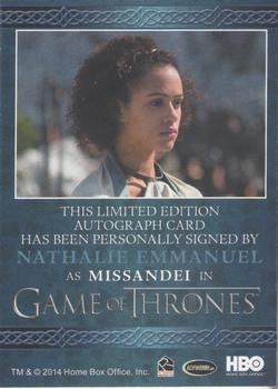2015 Rittenhouse Game of Thrones Season 4 - Autographs Blue #NNO Nathalie Emmanuel Back