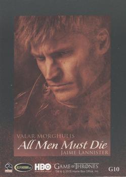 2015 Rittenhouse Game of Thrones Season 4 - Valar Morghulis (All Men Must Die) #G10 Jaime Lannister Back
