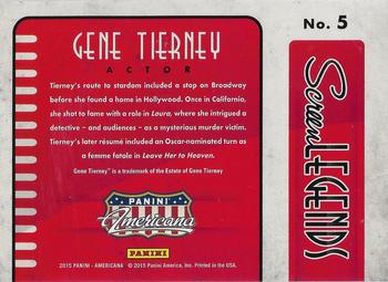 2015 Panini Americana - Screen Legends #5 Gene Tierney Back