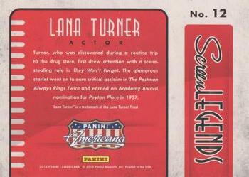 2015 Panini Americana - Screen Legends #12 Lana Turner Back