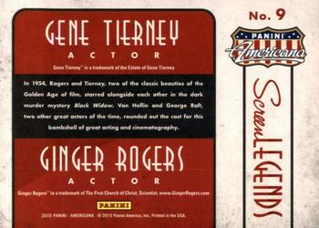 2015 Panini Americana - Screen Legends Co-stars #9 Gene Tierney / Ginger Rogers Back