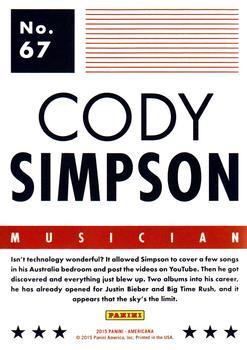 2015 Panini Americana - Red #67 Cody Simpson Back