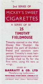 1957 Barratt Walt Disney Characters 2nd Series #25 Timothy Fieldmouse Back