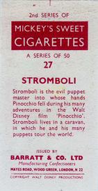 1957 Barratt Walt Disney Characters 2nd Series #27 Stromboli Back