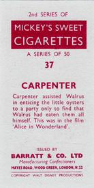 1957 Barratt Walt Disney Characters 2nd Series #37 Carpenter Back