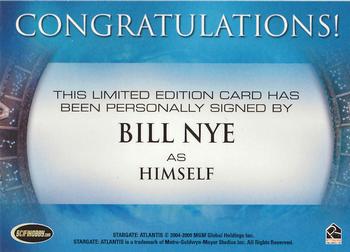 2009 Rittenhouse Stargate Heroes - Stargate Atlantis Autographs #BN Bill Nye Back