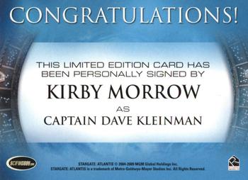 2009 Rittenhouse Stargate Heroes - Stargate Atlantis Autographs #KM Kirby Morrow Back