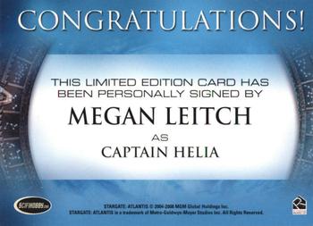 2009 Rittenhouse Stargate Heroes - Stargate Atlantis Autographs #ML Megan Leitch Back