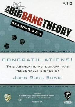 2013 Cryptozoic The Big Bang Theory Seasons 3 & 4 - Autographs #A10 John Ross Bowie Back