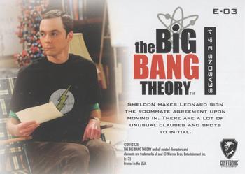 2013 Cryptozoic The Big Bang Theory Seasons 3 & 4 - The Elevator #E-03 Initial Here ... Back