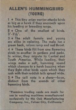 1958 Oak Manufacturing Birds #NNO Allen's Hummingbird Back