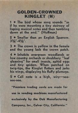 1958 Oak Manufacturing Birds #NNO Golden-crowned Kinglet Back